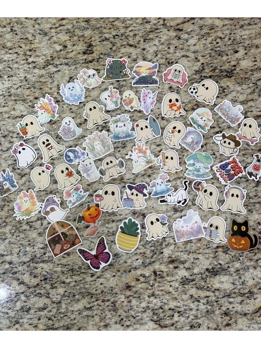 Ghost Stickers Halloween Kawaii Floral Spooky Sticker Lot 53 Pc New